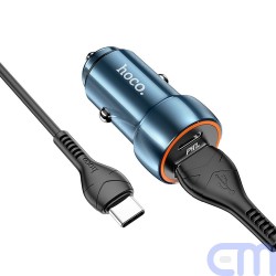 HOCO car charger Type C + USB QC3.0 Power Delivery 20W + cable Type C Z46A sapphire blue 3