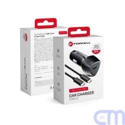 FORCELL CARBON car charger Type C 3.0 PD20W CC50-1C black (Total 20W) + cable for Type C PD60W 1