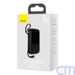 Power Bank BASEUS QPow - 10 000mAh LCD Quick Charge PD 20W with cable to Lightning 8-pin black PPQD020001 18