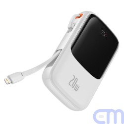 Power Bank BASEUS QPow - 10 000mAh LCD Quick Charge PD 20W with cable to Lightning 8-pin white PPQD020002 1