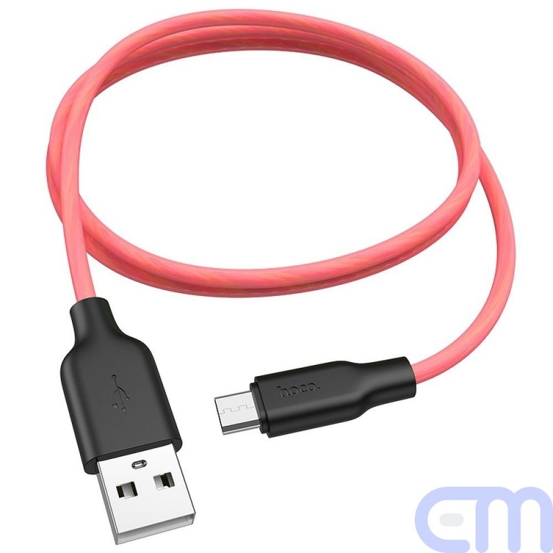 HOCO Plus Silicone charging data cable for Micro X21 1 meter black&red