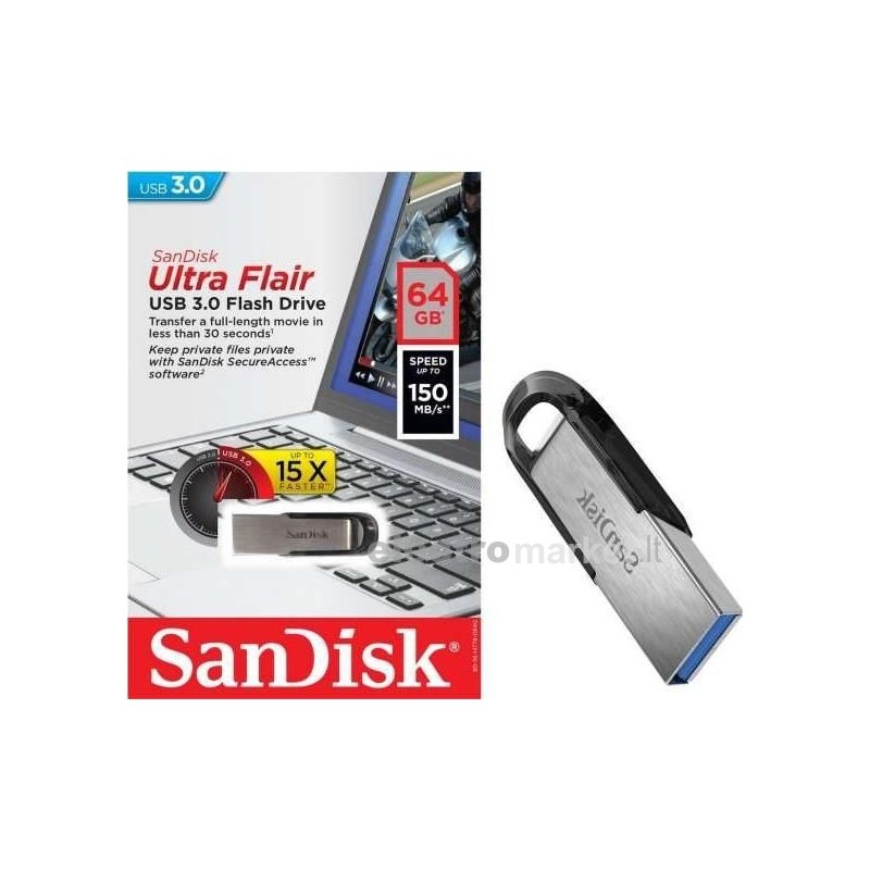 USB atmintinė SanDisk Ultra Flair USB 3.0 64 GB