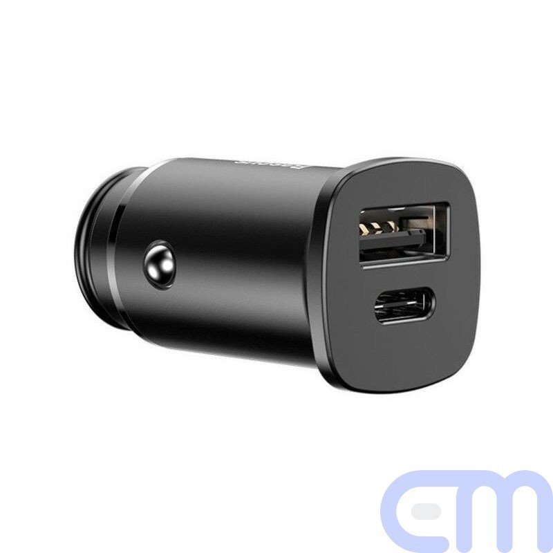 BASEUS car charger Square Metal USB + Type C QC3.0 PD 30W black CCALL-AS01/BS-C15C