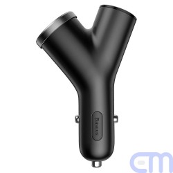 BASEUS Y type dual USB+cigarette lighter extended car charger Black CCALL-YX01/BSC-C16N 1