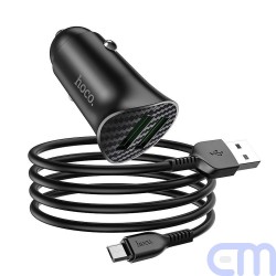 HOCO car charger 2 x USB QC3.0 18W + cable Micro USB Farsighted Z39 black 1