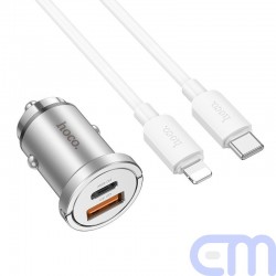 HOCO car charger 2 x USB QC3.0 18W + Type C PD 45W cable Type C for Iphone Lightning 8-pin Handy NZ10 silver 3