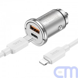 HOCO car charger 2 x USB QC3.0 18W + Type C PD 45W cable Type C for Iphone Lightning 8-pin Handy NZ10 silver 5
