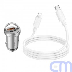 HOCO car charger 2 x USB QC3.0 18W + Type C PD 45W cable Type C for Iphone Lightning 8-pin Handy NZ10 silver 6
