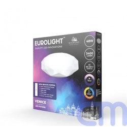 Eurolight pritemdoma lubinė lempa su LED nuotolinio valdymo pulteliu 48W, 3120lm, 3000K-6500K, VENICE PL-DS-48WDIM-CCT 2