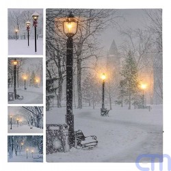 Paveikslas LED Šviesus Sniegas Gatvės lempa 30 x 40 cm 1