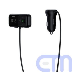 Baseus Car Charger Bluetooth Fm Transmitter T-typed S-16 with display 2xUSB MicroSD Black (CCMT000201) 2