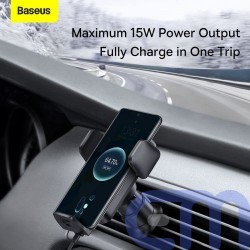 Baseus Car Mount Wireless Charger Wisdom Auto Alignment Air Outlet base QI 15W Black (CGZX000001) 14
