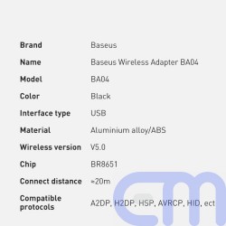 Baseus HUB BA04 mini Bluetooth 5.0 adapter USB receiver computer transmitter Black (ZJBA000001) 16