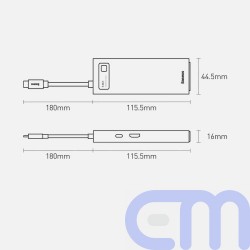 Baseus HUB Metal Glam Series 5-in-1 (3xUSB-A 3.0, Type-C male, Type-C female, HDMI-A), Gray EU (WKWG020013) 22