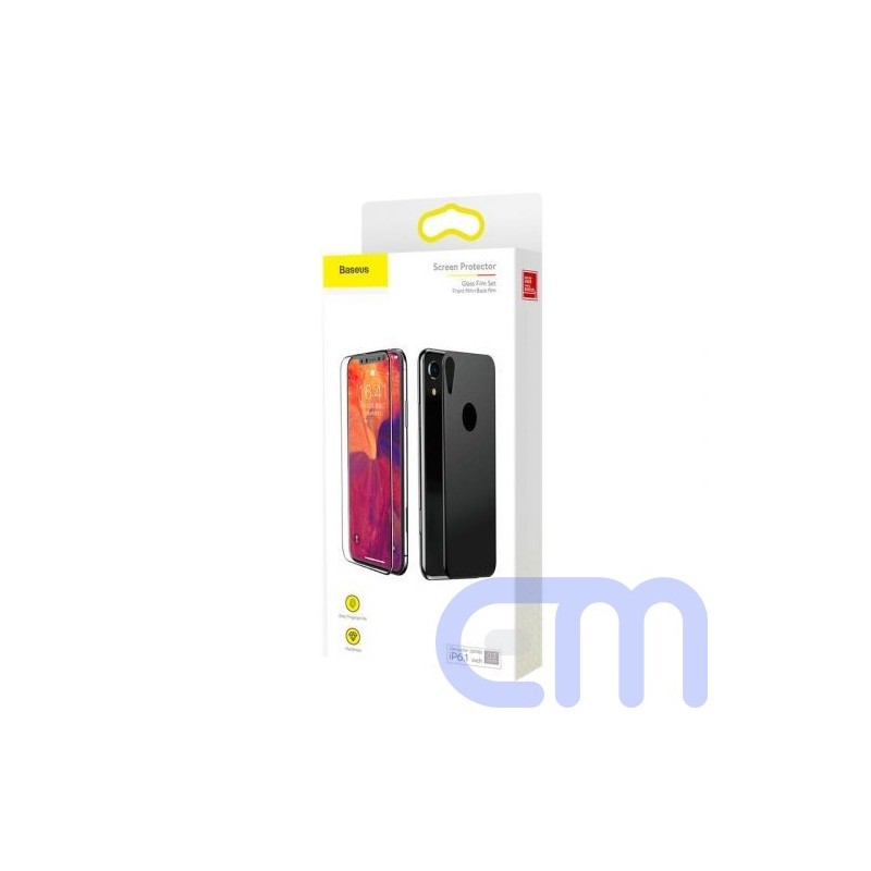 Baseus iPhone Xr 0.3 mm Glass Film Set (Front film + Back film) Black (SGAPIPH61-TZ01)