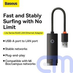 Baseus Network Adapter Lite Series Ethernet Adapter USB-A to RJ45 LAN Port (100Mbps) Black (WKQX000001) 8