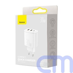 Baseus Travel Charger Compact Quick Charger U+U+C PD3.0, QC 3.0 30W EU White (CCXJ-E02) 16