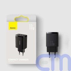 Baseus Travel Charger Compact wall Charger U+U+U, 17W EU black (CCXJ020101) 3