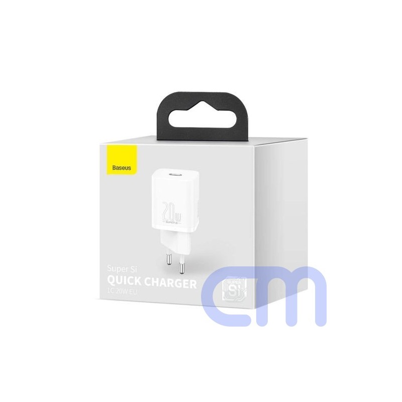 Baseus Travel Charger set Super Si 1C PD Fast charger 20W EU White (CCSUP-B02)