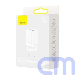 Baseus Travel Charger Super Si Pro mini Fast Charger, C+U, PD 3.0, QC 3.0 30W EU White (CCSUPP-E02) 14