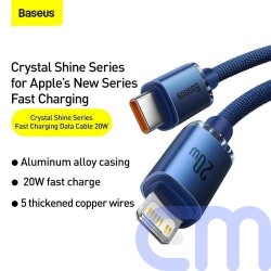 Baseus Type-C - Lightning cable, Crystal Shine Series Fast Charging Data Cable 20W 1.2m Blue (CAJY000203) 11