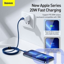 Baseus Type-C - Lightning cable, Crystal Shine Series Fast Charging Data Cable 20W 1.2m Blue (CAJY000203) 14