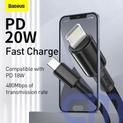 Baseus Type-C - Lightning High Density Braided Fast charging cable PD 20W 2m Black (CATLGD-A01) 9