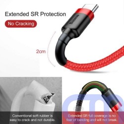 Baseus Type-C Cafule Cable 3A 0.5m Red + Red (CATKLF-A09) 4