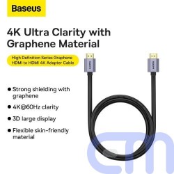 Baseus Video Cable High Definition Series HDMI 4K - HDMI 4k, 2.0 4K, 60 Hz, 1.5m Black (WKGQ020101) 4