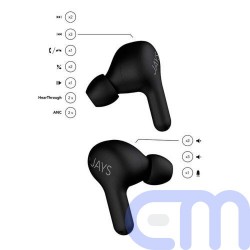 Jays T-Seven Earphone Bluetooth, BT 5.0, Active Noise Cancelling, TWS, Black EU 4