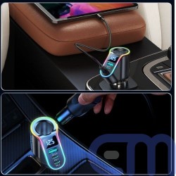 Joyroom Car Charger 4-in-1, Bluetooth Fm Transmitter C+C+U+Cigarette, PD 150W, Black (JR-CL21) 7