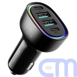 Joyroom Car Charger U+U+C+C, 2xQC 3.0, 2xPD, 70W, RGB, Black (JR-CL29) 2