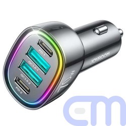 Joyroom Car Charger U+U+C+C, 2xQC 3.0, 2xPD, 70W, RGB, Black (JR-CL29) 3