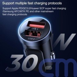 Joyroom Car Charger U+U, QC 3.0, AFC, Power Delivery, 30W, Black (C-A09) 7