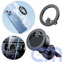 Joyroom Car Moun Magnetict Multifuctional Kit for Air Outlet (Car Holder, Magnetic Ring, Magnetic Cap) Black (JR-ZS294) 3