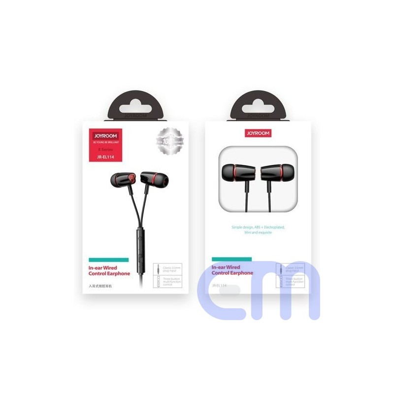 Joyroom Earphone Wired, In-Ear Headphones with Remote and Microphone, 3.5mm Jack, Black EU (JR-EL114-BLK)