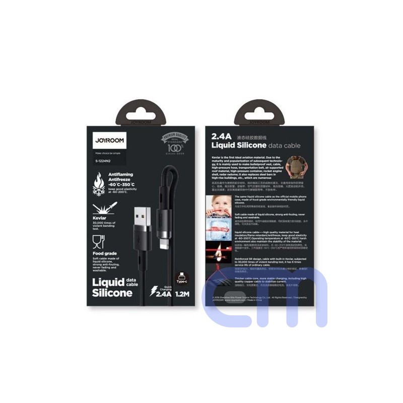 Joyroom Lightning - USB Cable 2.4A, 1.2m Black (S-1224N2)