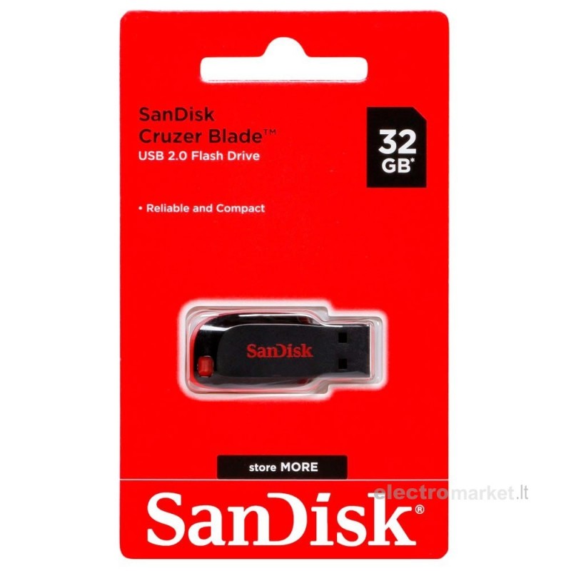 USB atmintinė SanDisk Cruzer Blade USB 2.0 32 GB