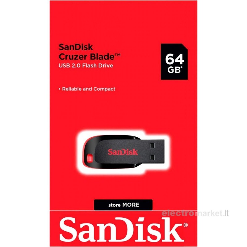 USB atmintinė SanDisk Cruzer Blade USB 2.0 64 GB
