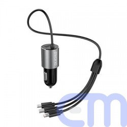Automobilinis telefono kroviklis Dudao 3in1 USB 3,4 A su Lightning / USB Typ C / micro USB kabeliu 1
