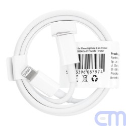 Cable Type C for iPhone Lightning 8-pin Power Delivery PD18W 2A C973 white 1 meter 1
