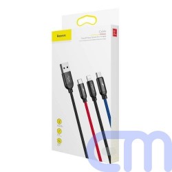 Baseus Cable Three Primary Colors Light/Type-C/Micro Nylon Braid 3.5A 1.2m Black (CAMLT-BSY01) 1