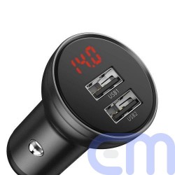 Baseus Car Charger Digital Display 2xUSB with 3-in-1 Cable 1.2m, 24W 4.8A, Black/Gray (TZCCBX-0G) 6