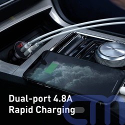 Baseus Car Charger Digital Display Dual USB 4.8A 24W Silver (CCBX-0S) 4