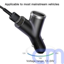 Baseus Car Charger Y-type dual USB + cigarette lighter extended, 3.4A, Black (CCALL-YX01) 5