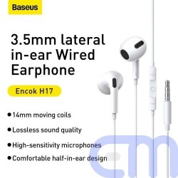 Baseus Earphone Encok H17 in-ear wired earphone with 3.5mm jack wired headphones White (NGCR020002) 11
