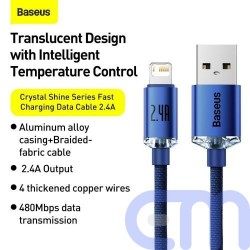 Baseus Lightning Crystal Shine Cable Series Fast Charging Data Cable 2.4A 2m Blue (CAJY000103) 10