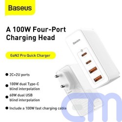 Baseus Travel Charger GaN2 Pro Quick wall charger C+C+U+U, PD 3.0, QC 4.0+, 100W EU White (CCGAN2P-L02) 6