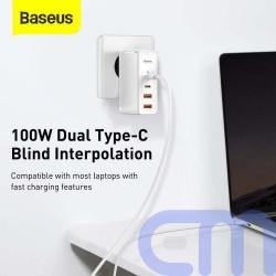 Baseus Travel Charger GaN2 Pro Quick wall charger C+C+U+U, PD 3.0, QC 4.0+, 100W EU White (CCGAN2P-L02) 8