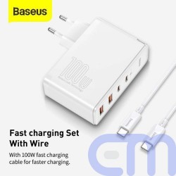 Baseus Travel Charger GaN2 Pro Quick wall charger C+C+U+U, PD 3.0, QC 4.0+, 100W EU White (CCGAN2P-L02) 11